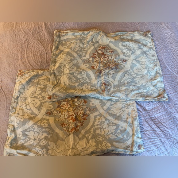 Pottery Barn Other - Set Of 2 Pottery Barn Camilla Gray Standard Pillow Shams Linen Cotton